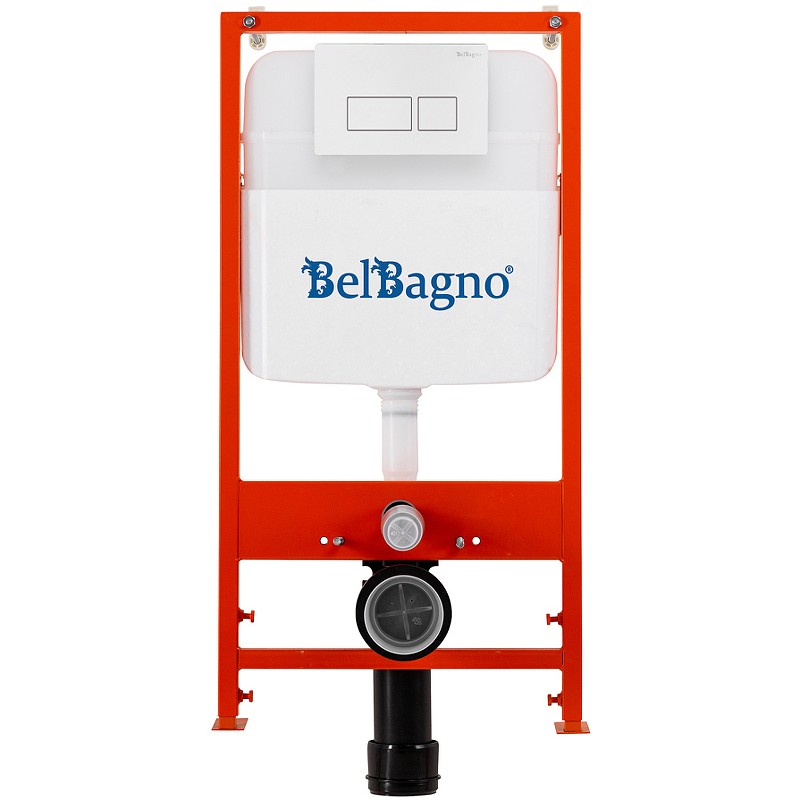 Комплект унитаза с инсталляцией BelBagno Loto BB070CHR/SC/BB026/BB042BL с сиденьем Микролифт и Белой глянцевой клавишей смыва фаянс подвесной