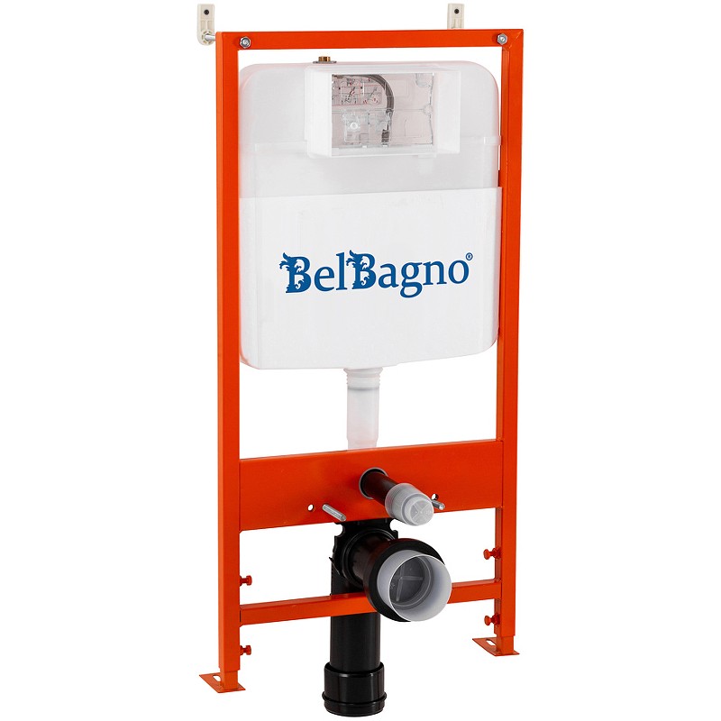 Комплект унитаза с инсталляцией BelBagno Loto BB070CHR/SC/BB026/BB042BL с сиденьем Микролифт и Белой глянцевой клавишей смыва фаянс подвесной