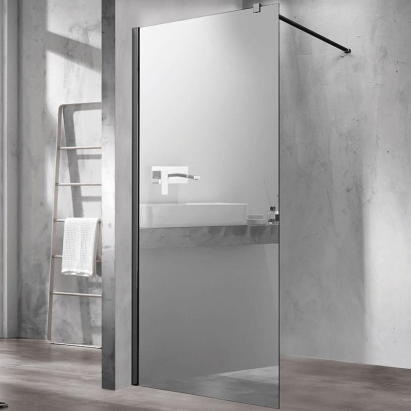 Душевая перегородка Vincea Walk-In 100 VSW-1H100MRB профиль Черный стекло зеркальное