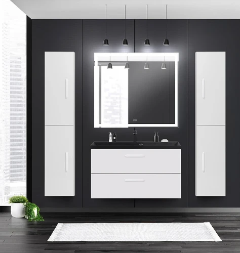 Шкаф пенал BelBagno Aurora 33 L AURORA-1600-2A-SC-BO-P-L подвесной Bianco Opaco МДФ / ЛДСП