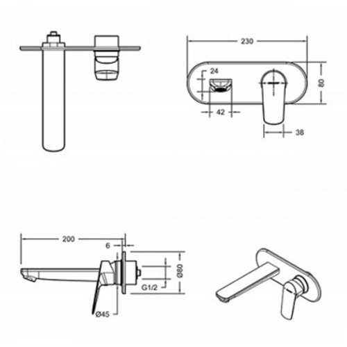 Смеситель для раковины Bravat Rhein P8429564CP-ENG Хром латунь встраиваемый