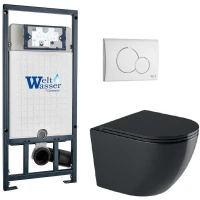 Комплект унитаза с инсталляцией WeltWasser MARBERG 507 + MERZBACH 041 XL MT-BL + MAR 507 RD GL-WT 10000010961 цвет Белый глянцевый с сиденьем Микролифт и клавишей смыва цвет Белый глянцевый