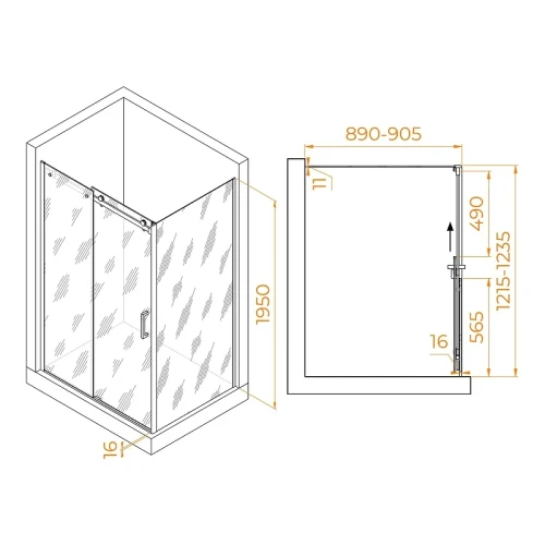 Душевой уголок RGW Tornado 120x90 020744129-14 профиль цвет Черный стекло прозрачное