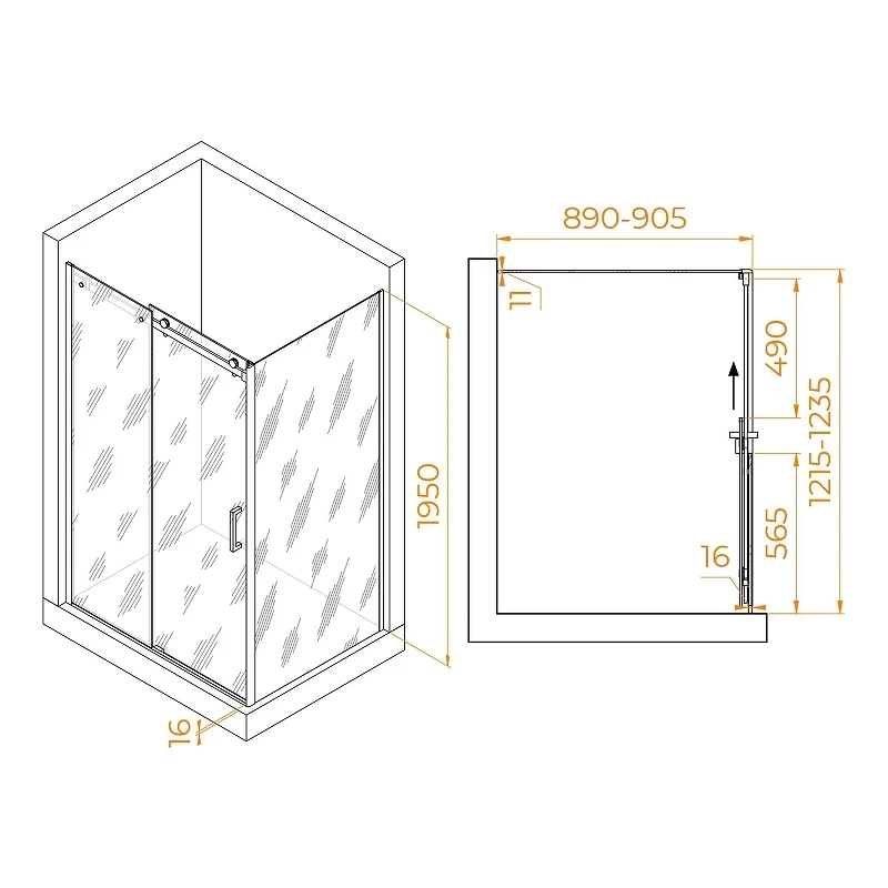 Душевой уголок RGW Tornado 120x90 020744129-14 профиль цвет Черный стекло прозрачное