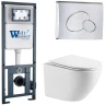 Комплект унитаза с инсталляцией WeltWasser MARBERG 410 + MERZBACH 043 MT-WT + MAR 410 RD-CR 10000011430 цвет Белый матовый с сиденьем Микролифт и клавишей смыва цвет Хром