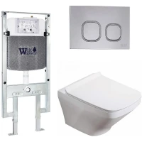 Комплект унитаза с инсталляцией WeltWasser AMBERG 497 ST + HOFBACH 041 GL-WT + AMBERG RD-CR 10000011653 цвет Белый глянцевый с сиденьем Микролифт и клавишей смыва цвет Хром