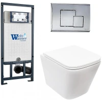 Комплект унитаза с инсталляцией WeltWasser MARBERG 507 + GELBACH 043 MT-WT + MAR 507 SE CR 10000011921 цвет Белый матовый с сиденьем Микролифт и клавишей смыва цвет Хром