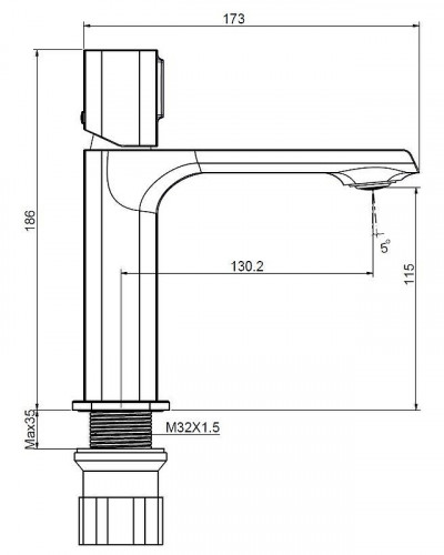 Cмеситель для раковины Creavit Alfa AL1500S цвет Черный матовый