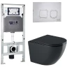 Комплект унитаза с инсталляцией WeltWasser AMBERG 506 ST + MERZBACH 043 GL-BL + AMBERG RD-MT CR 10000012193 цвет Черный глянцевый с сиденьем Микролифт и клавишей смыва цвет Хром матовый