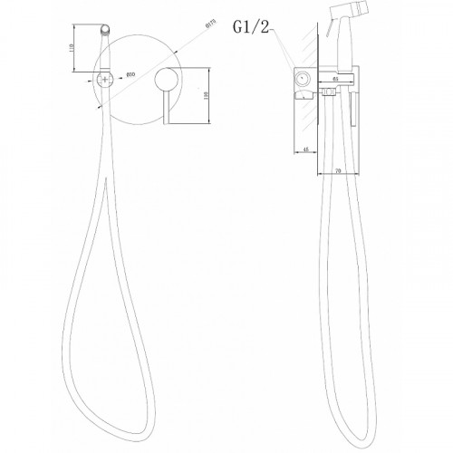 Гигиенический душ со смесителем Abber Emotion AF8826B Черный матовый латунь встраиваемый