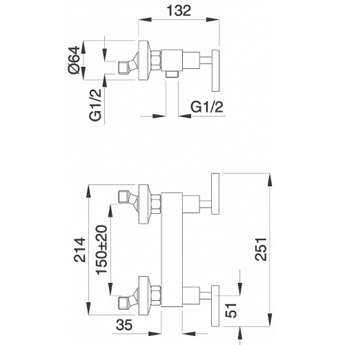 Смеситель для душа Migliore Syntesi ML.SNS-7946.CR Хром латунь на стену