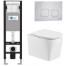 Комплект унитаза с инсталляцией WeltWasser AMBERG 350 + NESENBACH 004 GL-WT + AMBERG RD-MT CR 10000012396 цвет Белый глянцевый с сиденьем Микролифт и клавишей смыва цвет Хром матовый