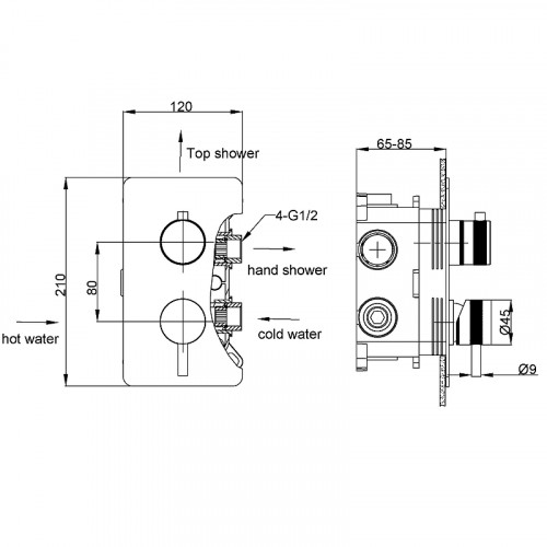 Смеситель для душа Boheme Cell 135-2-B Черный матовый латунь встраиваемый