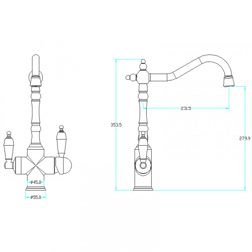 Смеситель для кухни Boheme Medici Ripresa 111-SW Бронза латунь
