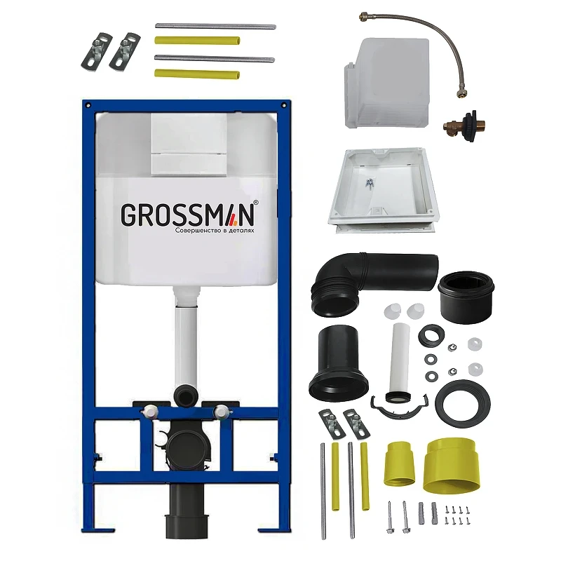 Инсталляция Grossman Cosmo 980.T1.02.110.110 для унитаза с клавишей смыва Хром матовый нержавеющая сталь