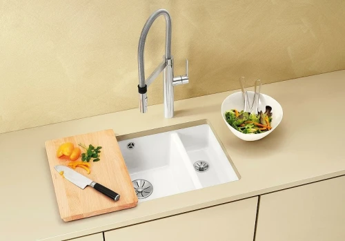 Кухонная мойка Blanco Subline 350/150-U 523747 Черная керамика встраиваемый