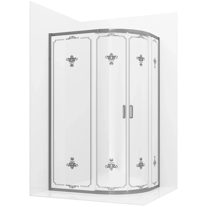 Душевой уголок Ambassador Royal 120x80 18015101 профиль Хром стекло белое с рисунком