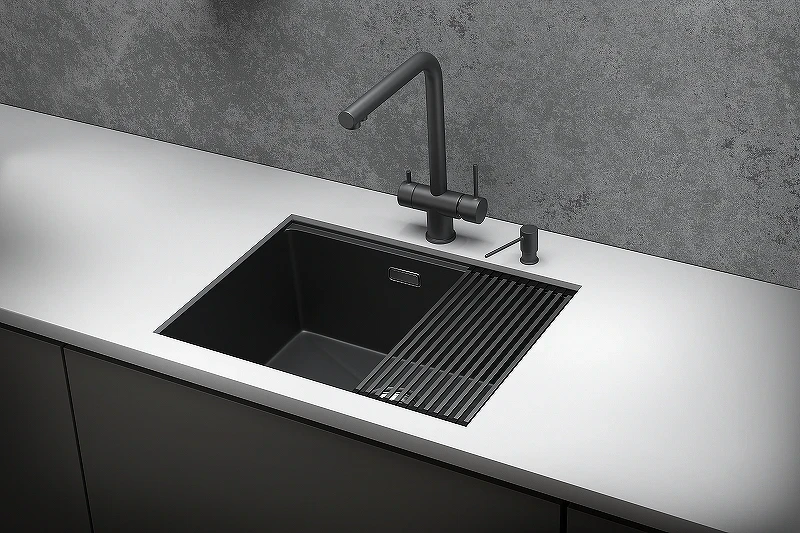 Кухонная мойка Granula Kitchen Space 60 6045U цвет Черный матовый