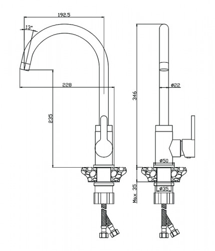 Смеситель для кухни Olive's Torres 17430TRB Черный матовый