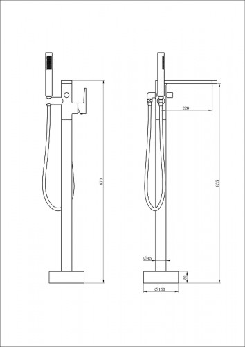 Смеситель для ванны Wonzon &amp; Woghand Stick WW-88649901-CR цвет Хром