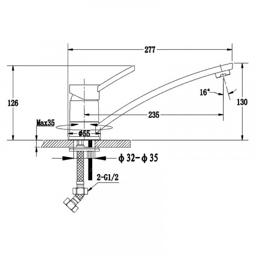 Смеситель для кухни GranFest 1724 цвет Иней