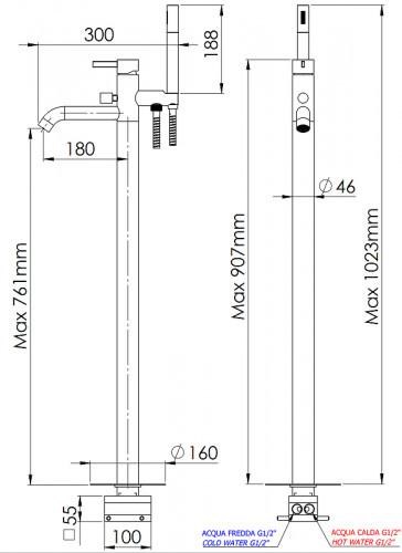 Смеситель для ванны Remer Metrica MC08 цвет Хром