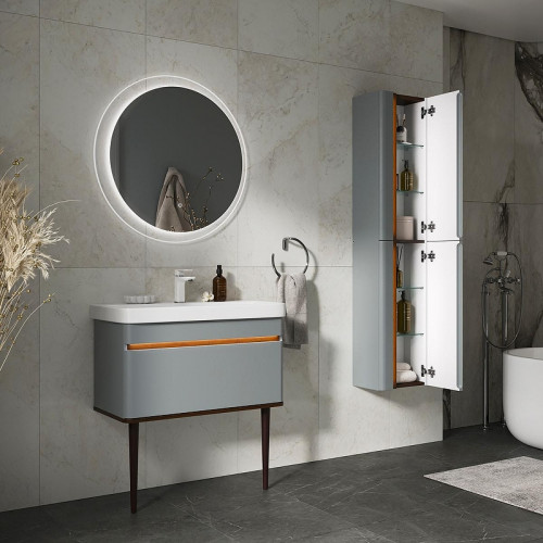 Шкаф пенал Equil Elegante 36 ppELGNT36.R-25.27 подвесной с подсветкой цвет Мэйджик Дуб голиано