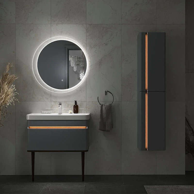 Шкаф пенал Equil Elegante 36 ppELGNT36.R-25.27 подвесной с подсветкой цвет Мэйджик Дуб голиано