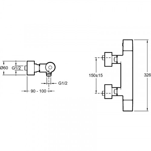 Смеситель для душа Jacob Delafon Avid E97384-CP с термостатом Хром латунь на стену