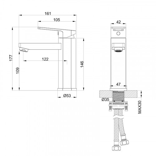 Смеситель для раковины Wonzon &amp; Woghand Frame WW-88139010-BG цвет Брашированное золото