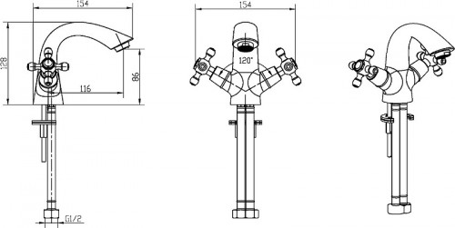 Смеситель для раковины Boheme Royal Cristal 291-Royal/CRSTBlack Золото латунь