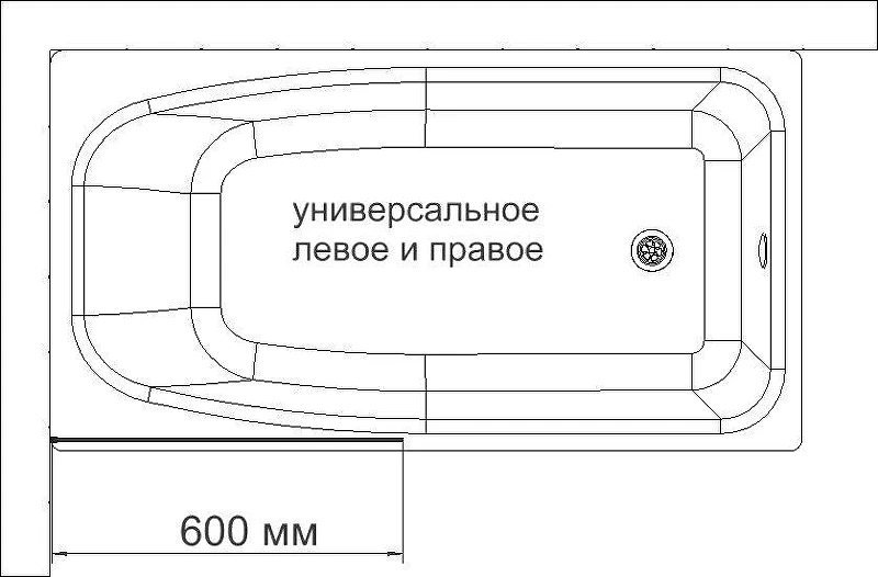 Шторка на ванну DIWO Ростов 60 4GW011 профиль Черный матовый стекло прозрачное