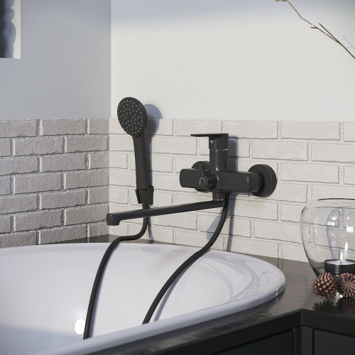 Смеситель для ванны Aringa Рейн AR02003BL универсальный Черный латунь на стену