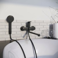 Смеситель для ванны Aringa Рейн AR02003BL универсальный Черный латунь на стену