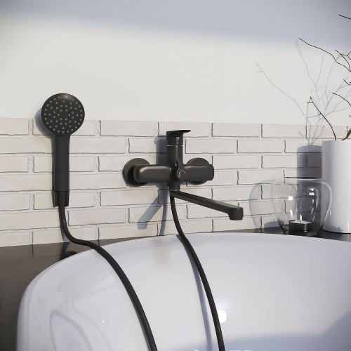 Смеситель для ванны Aringa Рейн AR02003BL универсальный Черный латунь на стену