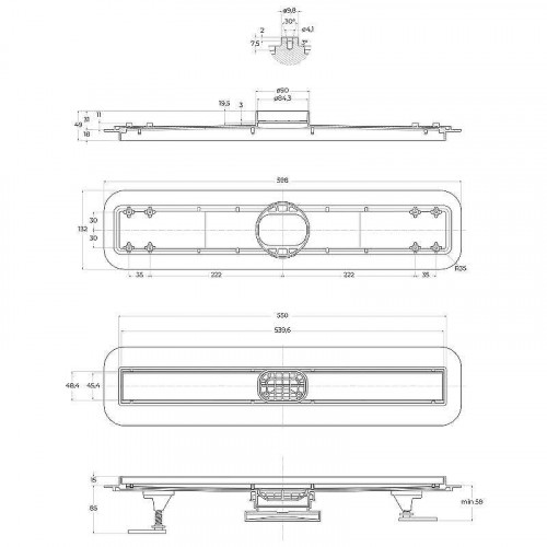 Душевой лоток BelBagno Luce BB-LD-LUCE-60-NERO с Черной матовой решеткой / под плитку