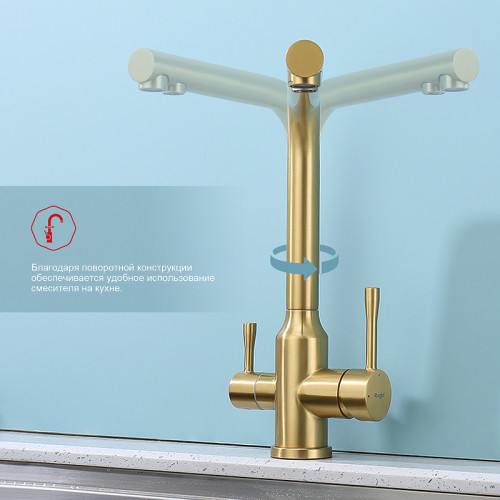 Смеситель для кухни Raglo R81.61.03 Золото матовое латунь
