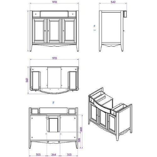 Тумба с раковиной TW Veronica Nuovo 105 VER5105-B+AR874bi*1 Bianco
