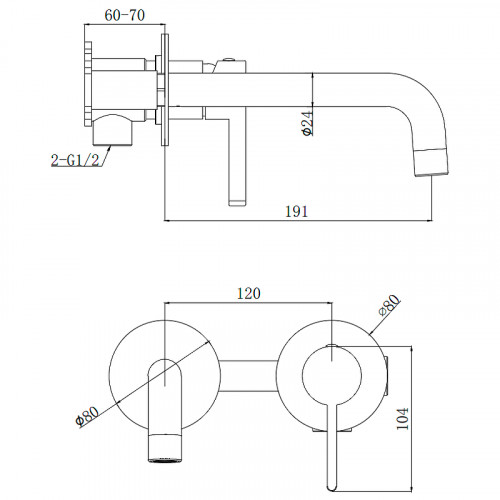 Смеситель для раковины Splenka S221.11.05 Сатин нержавеющая сталь встраиваемый