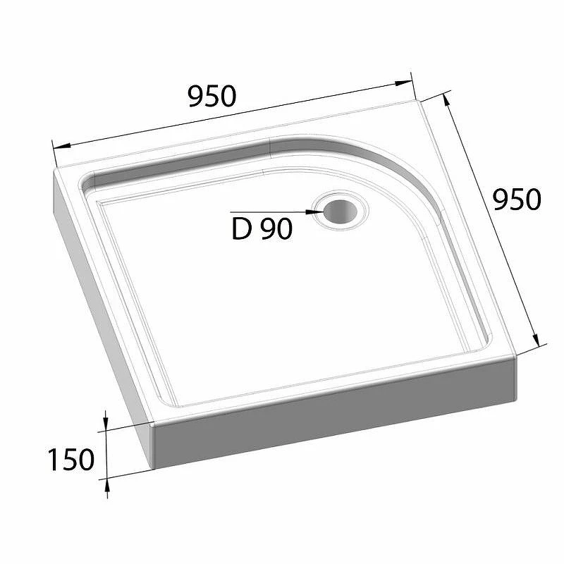 Акриловый поддон для душа BelBagno Tray 95х95 TRAY-BB-A-95-15-W Белый
