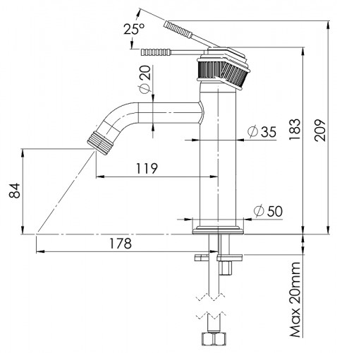 Смеситель для раковины Remer Atelier AL12DO цвет Золото глянцевое