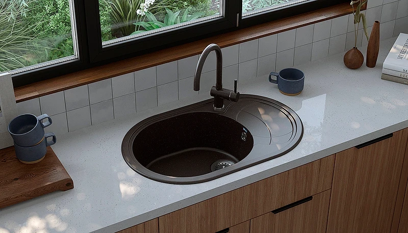 Кухонная мойка Ulgran Classic U-610-307 Терракот искусственный камень (литьевой мрамор) встраиваемый
