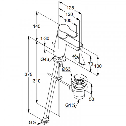 Смеситель для раковины Kludi Pure Easy 372820565 Хром латунь