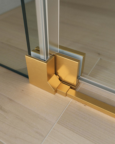 Душевая дверь Cezares Slider 90 SLIDER-B-1-80/90-C-BORO профиль Брашированное золото стекло прозрачное