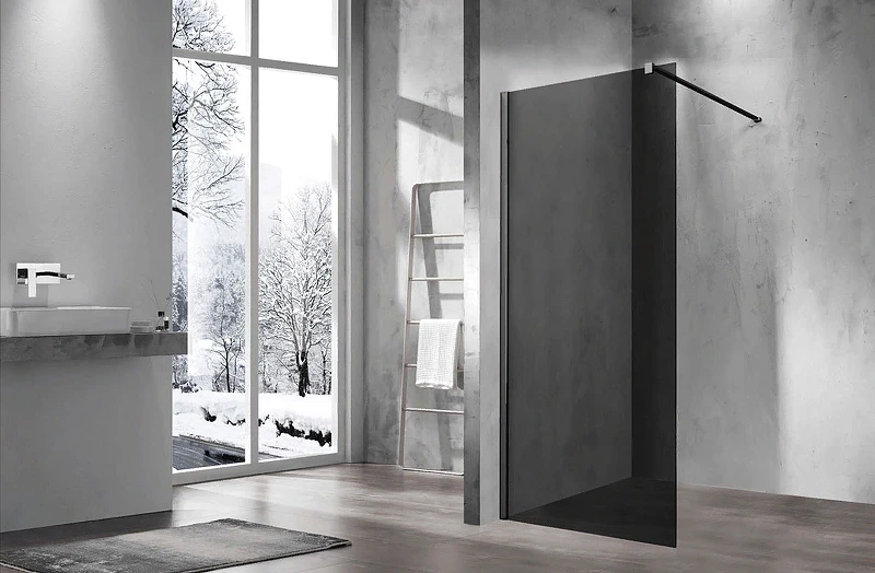 Душевая перегородка Vincea Walk-In 90 VSW-1H900CGB профиль Черный матовый стекло тонированное