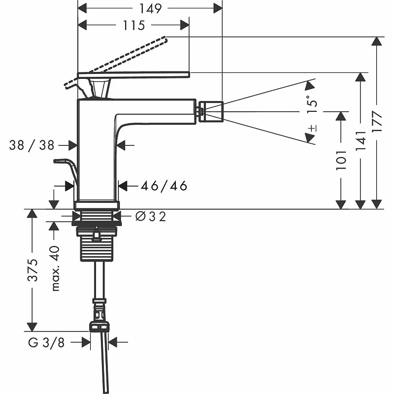 Смеситель для биде Hansgrohe Tecturis E 73200700 Белый матовый латунь