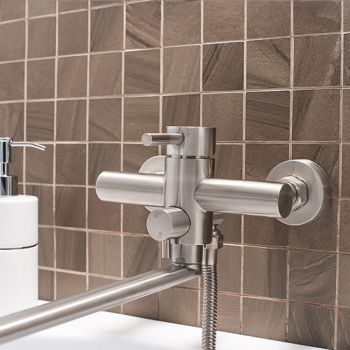 Смеситель для ванны Ростовская Мануфактура Сантехники SUS124-006EP универсальный Нержавеющая сталь латунь на стену