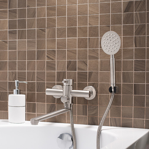 Смеситель для ванны Ростовская Мануфактура Сантехники SUS124-006EP универсальный Нержавеющая сталь латунь на стену