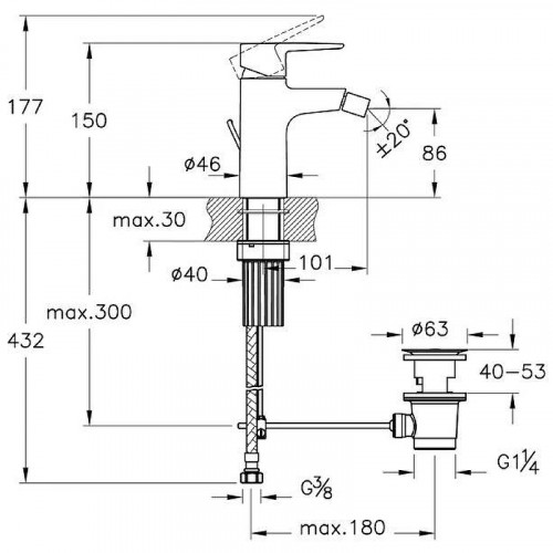 Смеситель для биде Vitra Flow Soft A4305436EXP Черный матовый