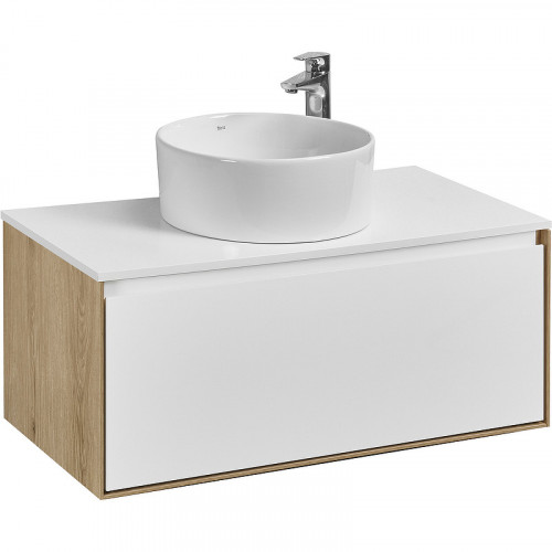 Тумба под раковину Aquaton Либерти 90 1A279901LYC70 подвесная Дуб эльвезия Белая МДФ / ЛДСП